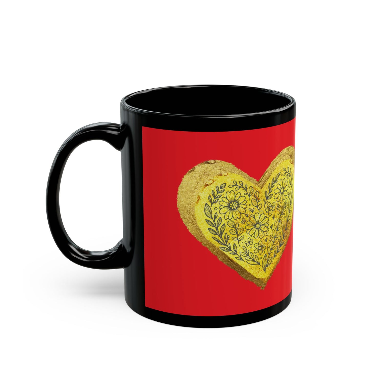 Red on Black Mug - Heart of Gold (11oz)
