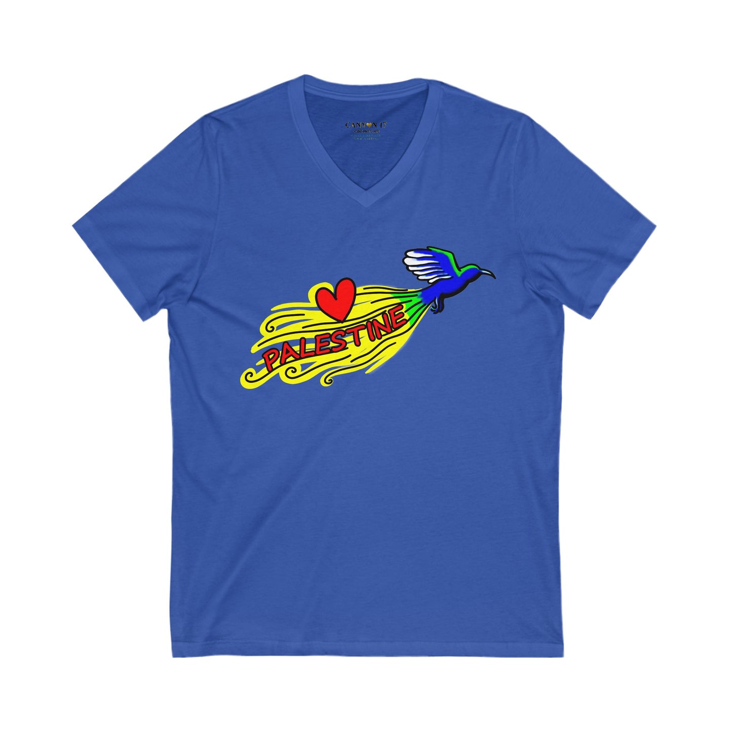 Unisex Jersey Short Sleeve V-Neck Tee - Love Palestine