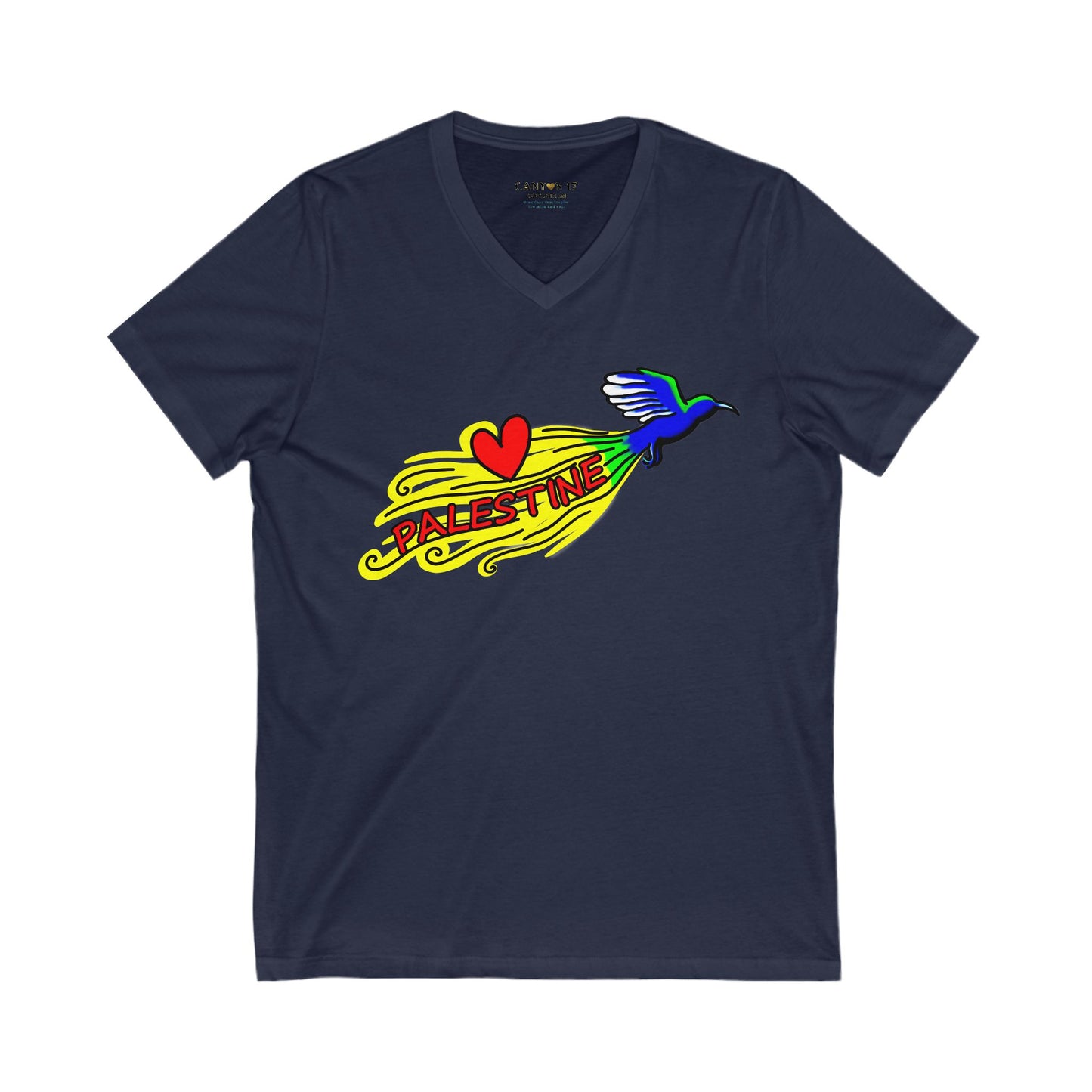 Unisex Jersey Short Sleeve V-Neck Tee - Love Palestine