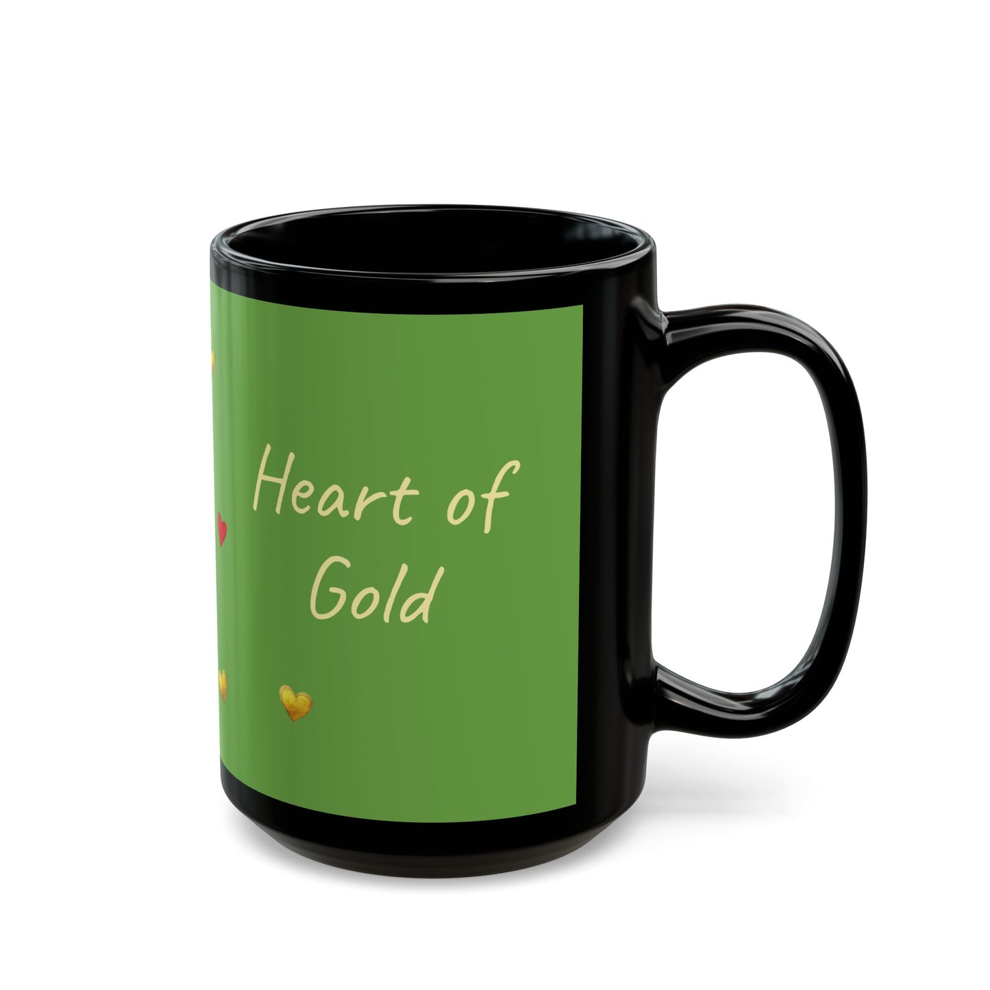 Green on Black Mug - Heart of Gold (15oz)