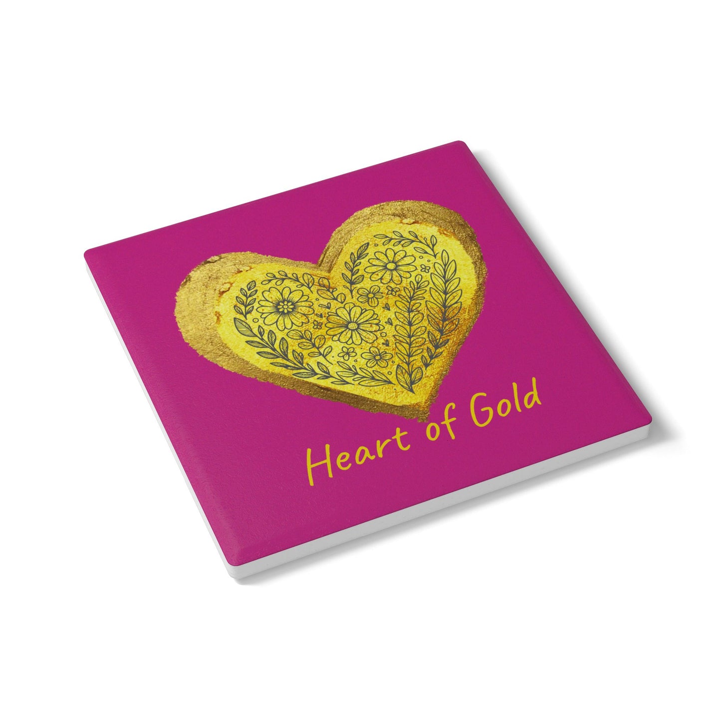 Pink Ceramic Coaster - Heart of Gold