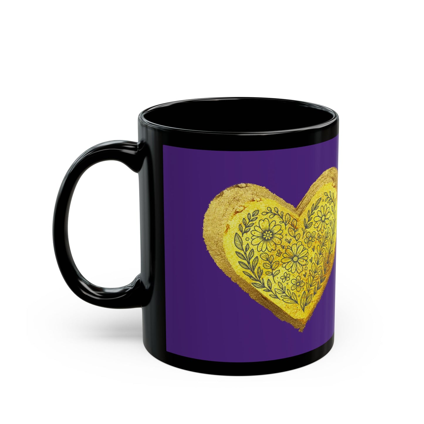 Purple on Black Mug - Heart of Gold (11oz)