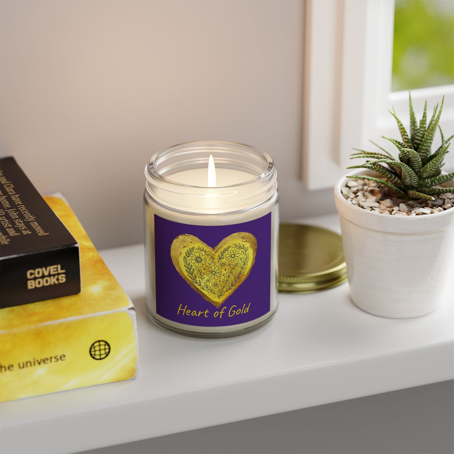 Scented Candle, Coconut Apricot Wax (9oz) - Dark Purple