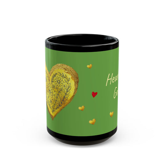 Green on Black Mug  - Heart of Gold (15oz)