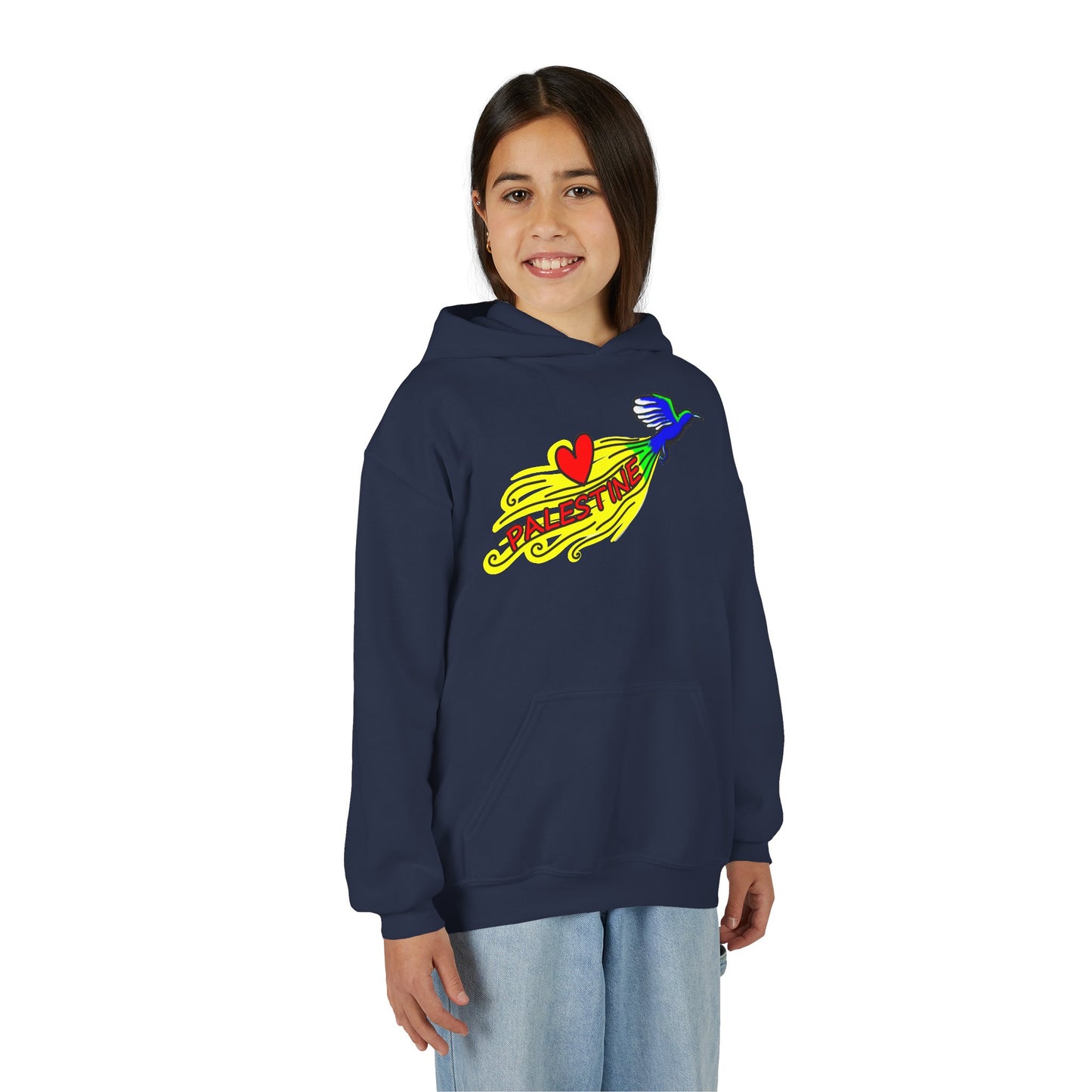 Youth Heavy Blend Hooded Sweatshirt - Love Palestine
