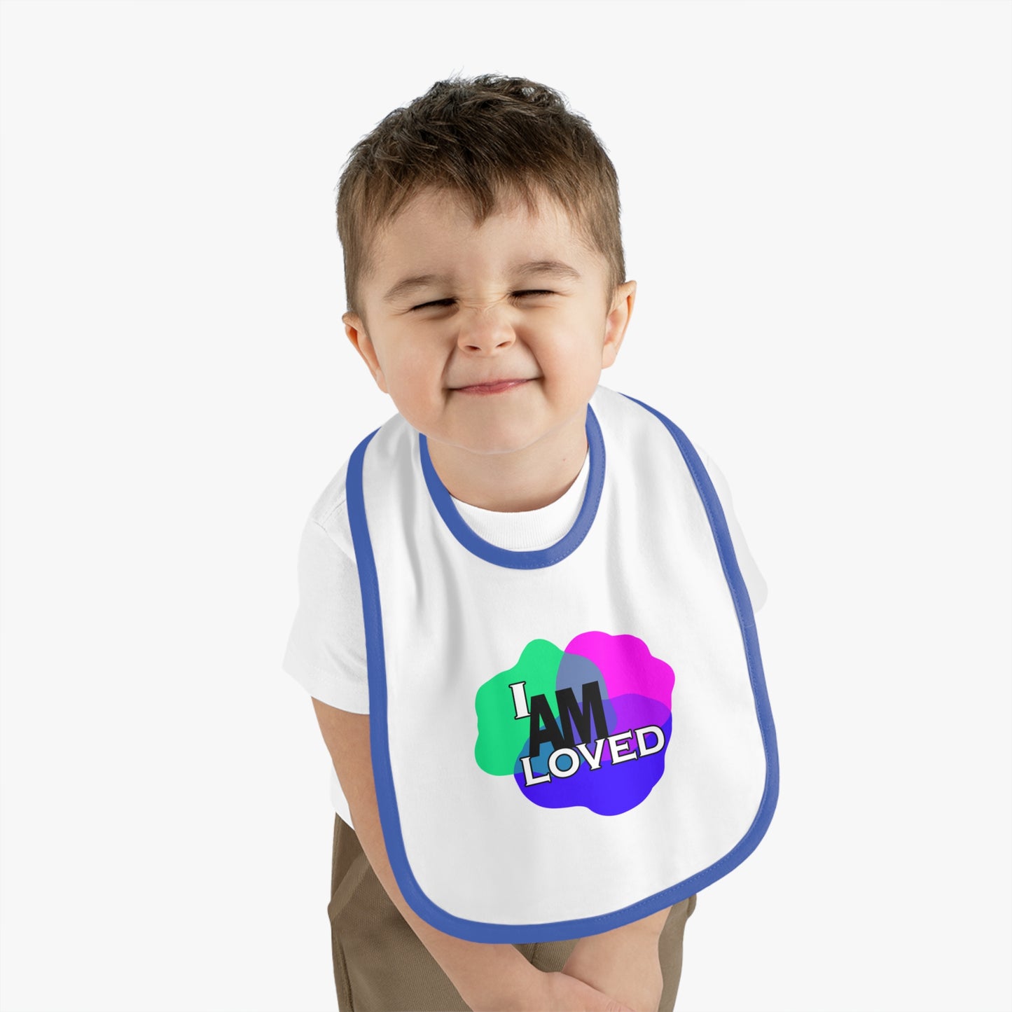 Baby Contrast Trim Jersey Bib - I am Loved 1