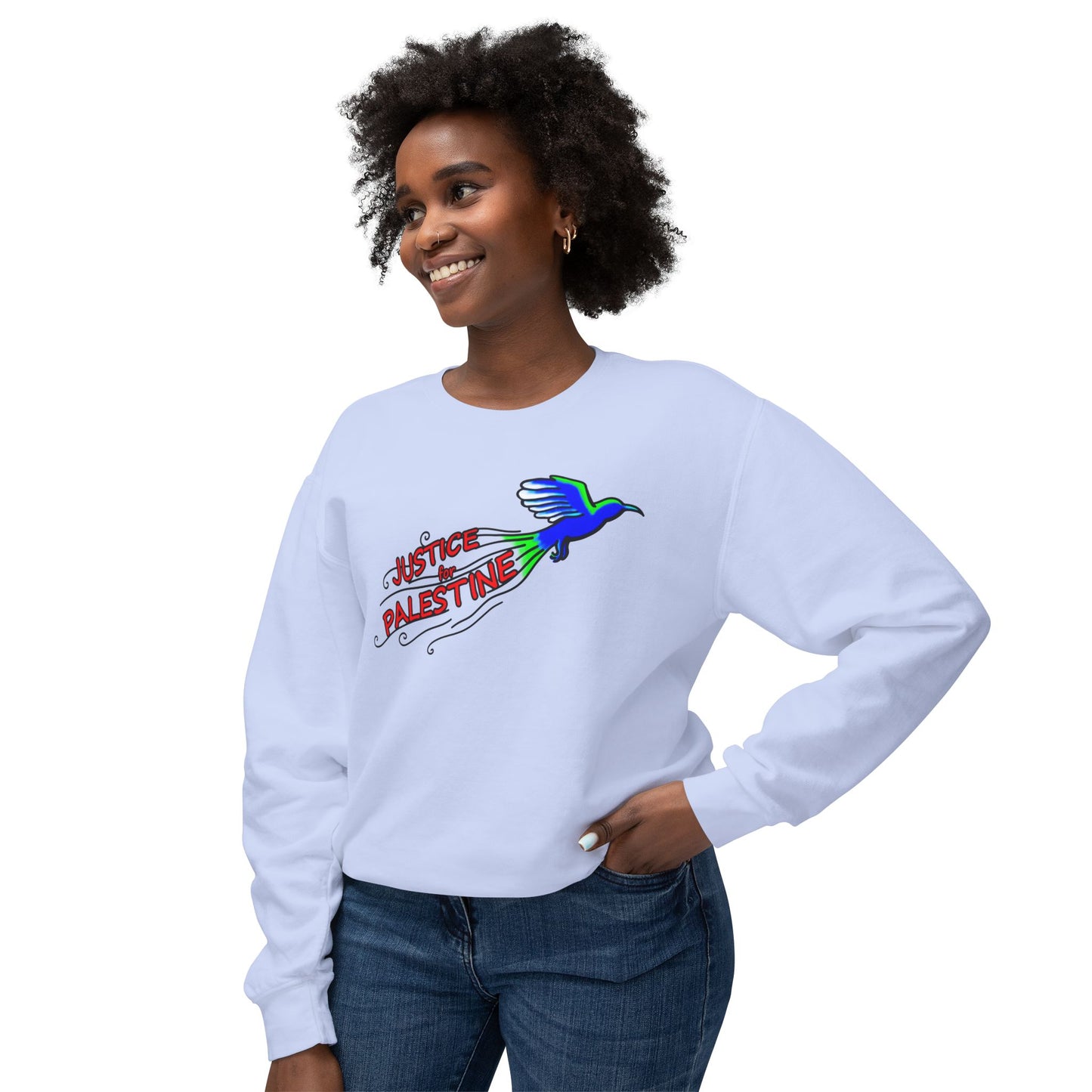 Unisex Lightweight Crewneck Sweatshirt - Justice for Palestine
