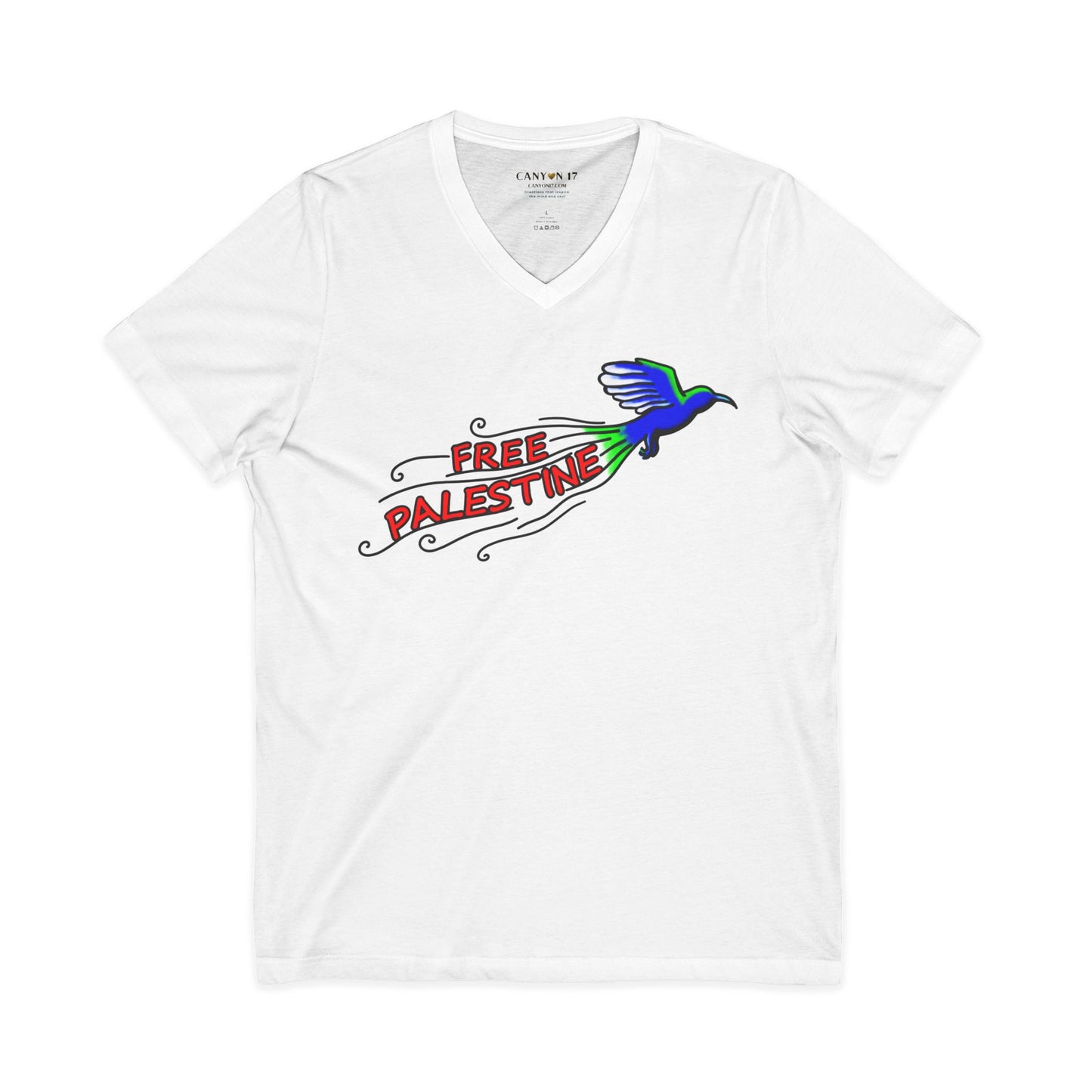 Unisex Jersey Short Sleeve V-Neck Tee - Free Palestine