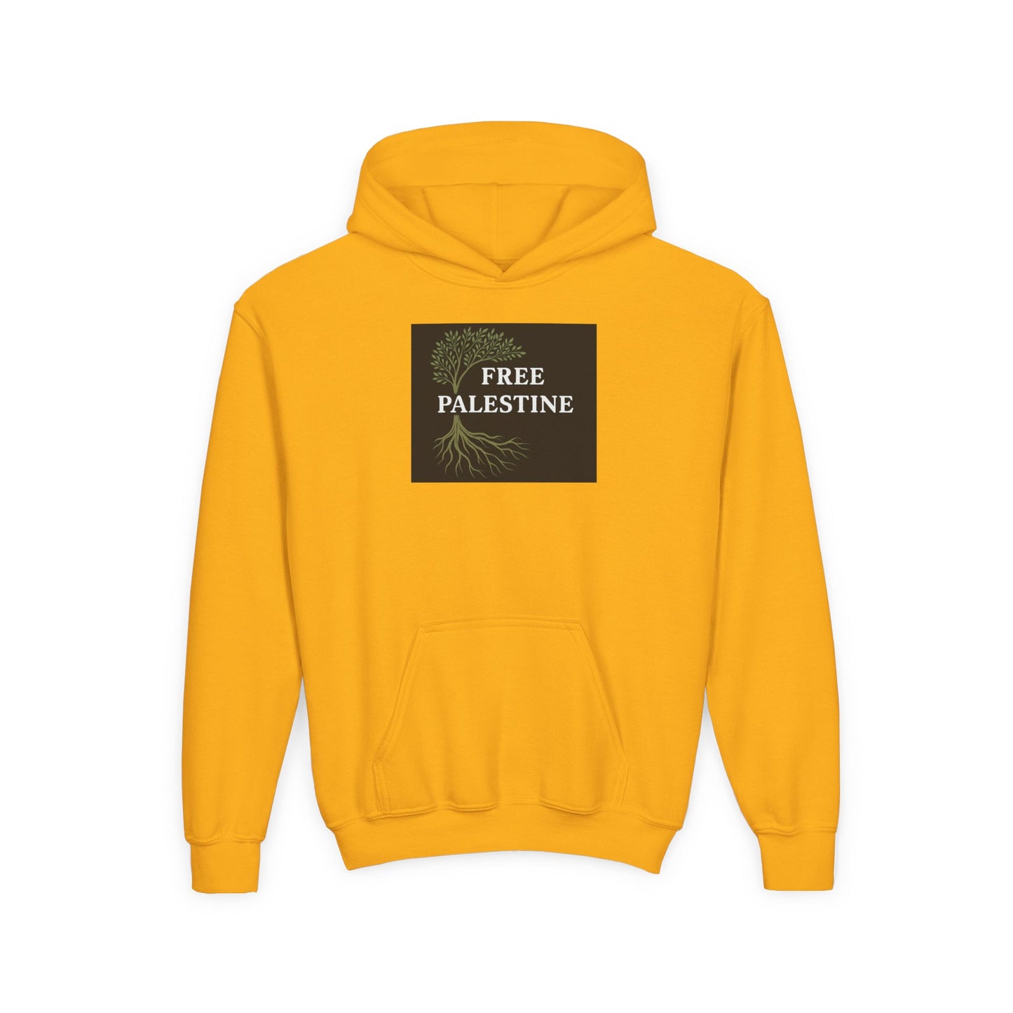 Youth Heavy Blend Hooded Sweatshirt - Free Palestine (Olive Tree Roots Edition)