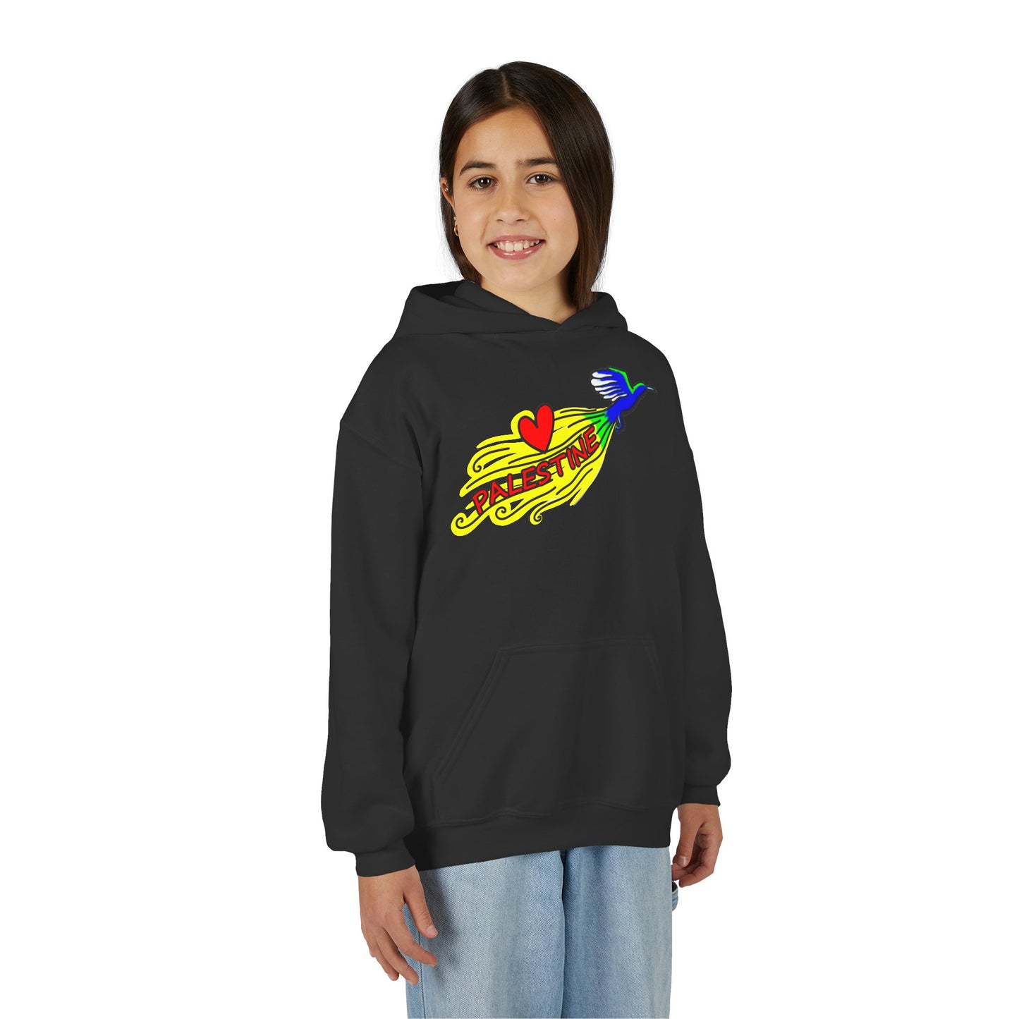 Youth Heavy Blend Hooded Sweatshirt - Love Palestine