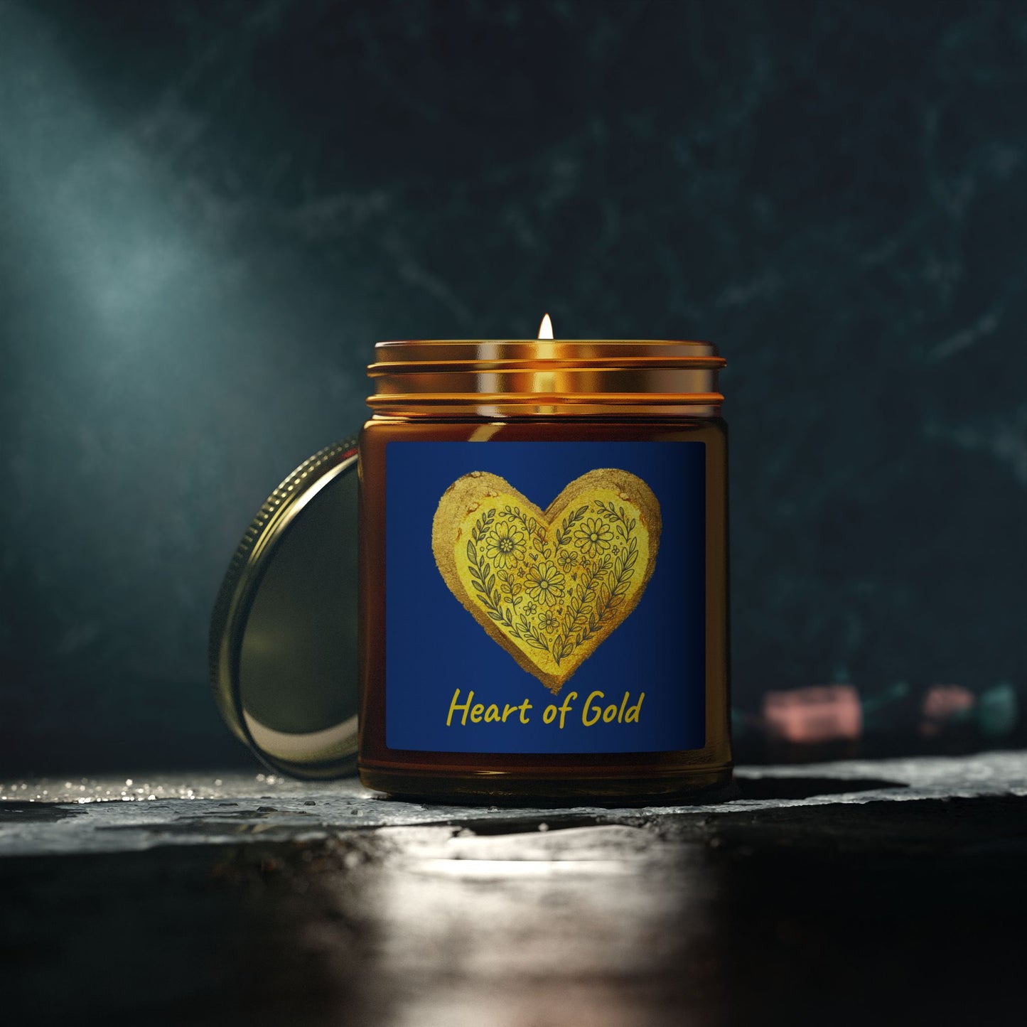 Scented Candle, Coconut Apricot Wax (9oz) - Dark Blue