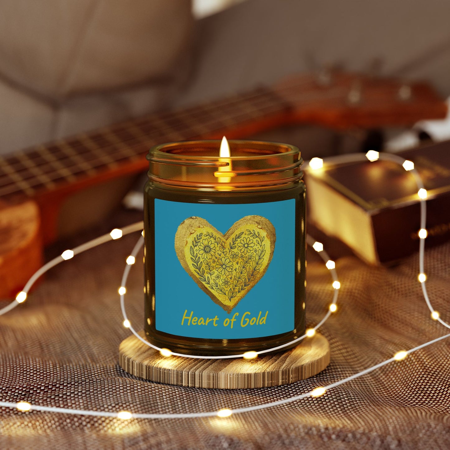 Scented Candle, Coconut Apricot Wax (9oz) - Turquoise