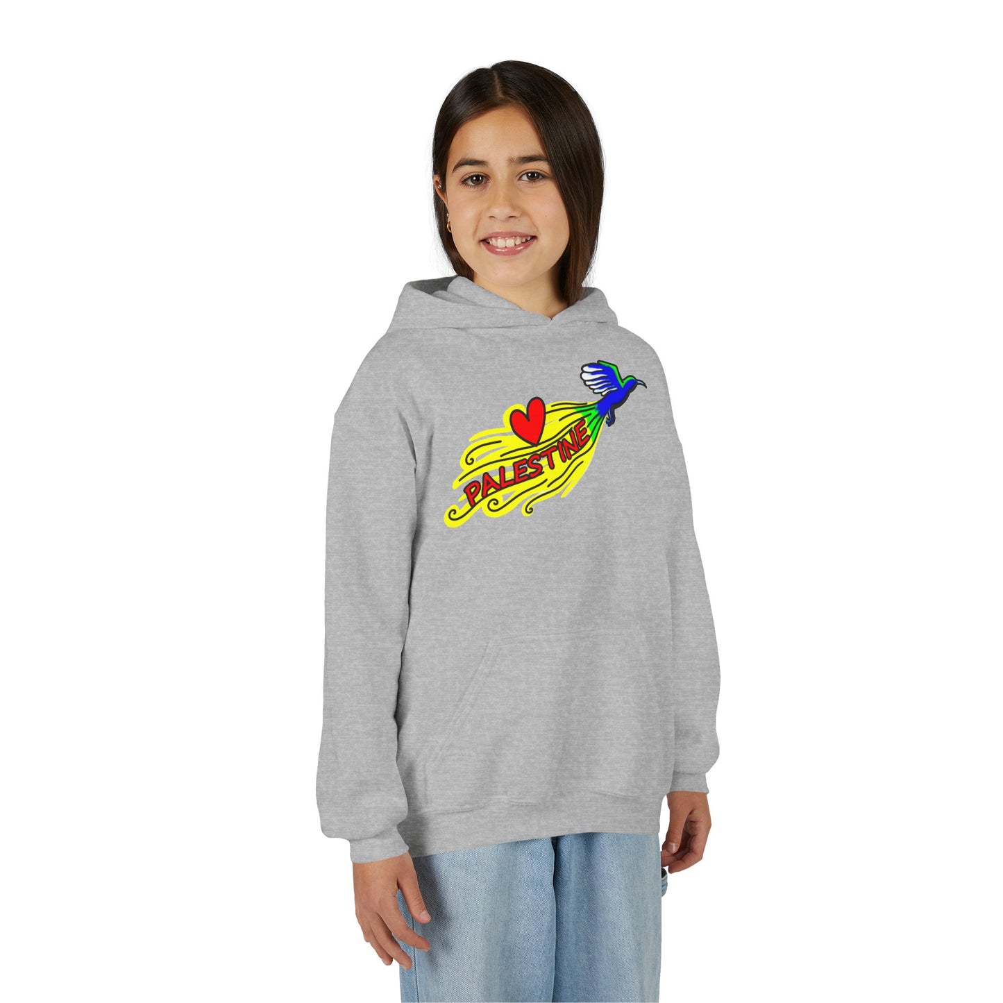 Youth Heavy Blend Hooded Sweatshirt - Love Palestine