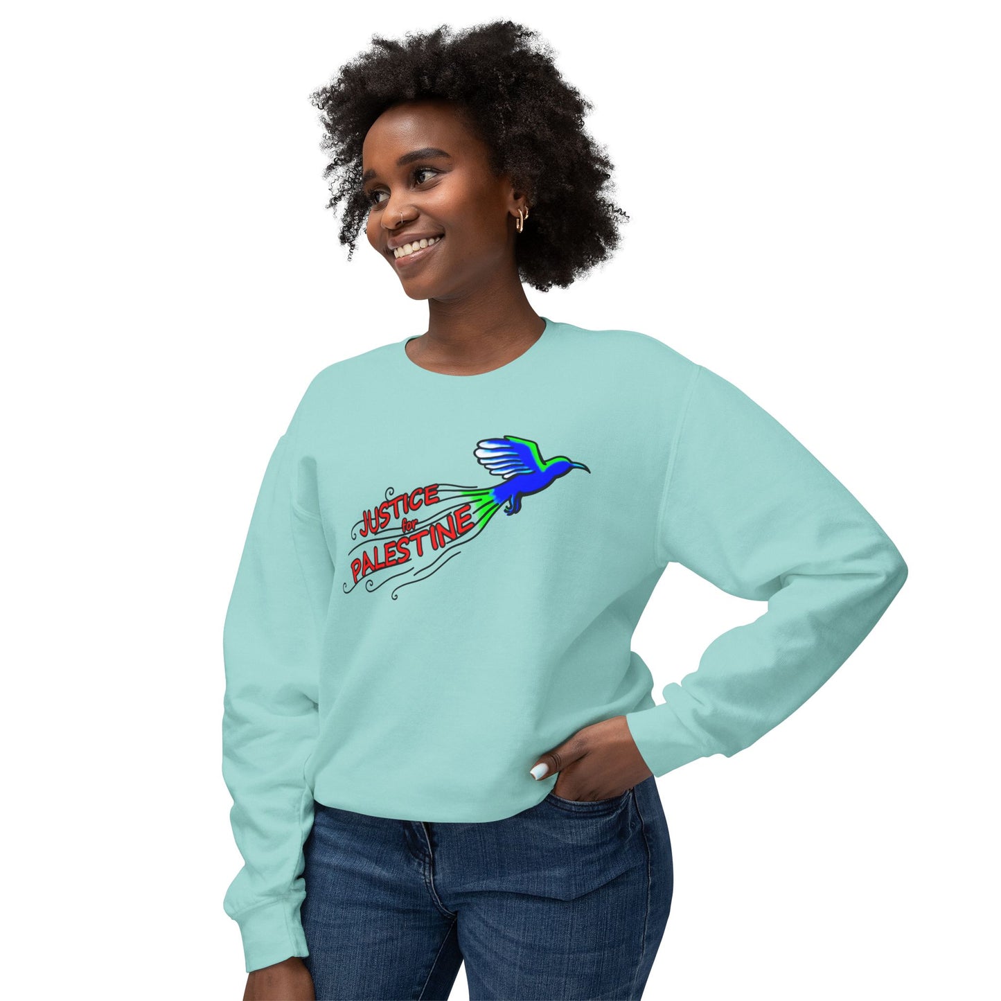 Unisex Lightweight Crewneck Sweatshirt - Justice for Palestine