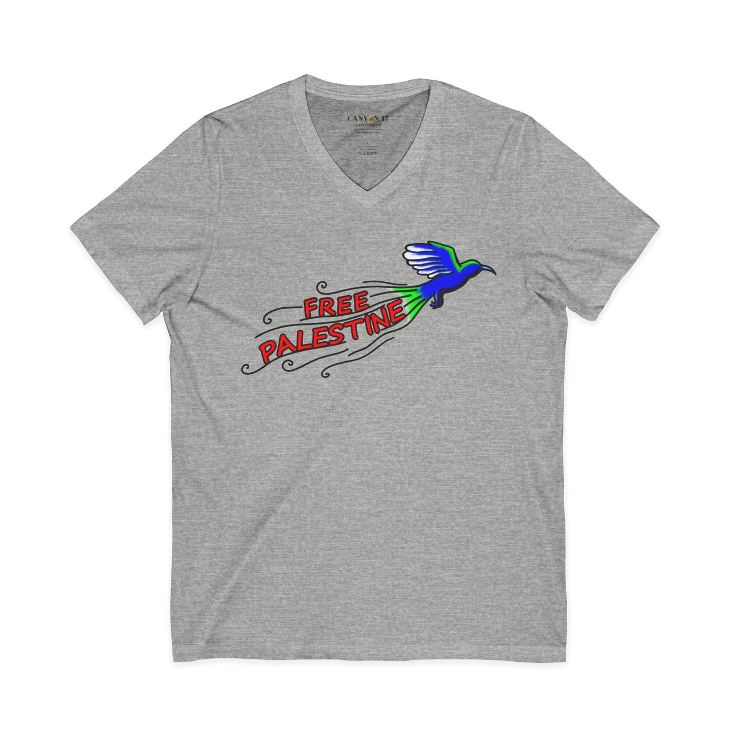 Unisex Jersey Short Sleeve V-Neck Tee - Free Palestine