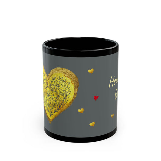 Gray on Black Mug  - Heart of Gold (11oz)