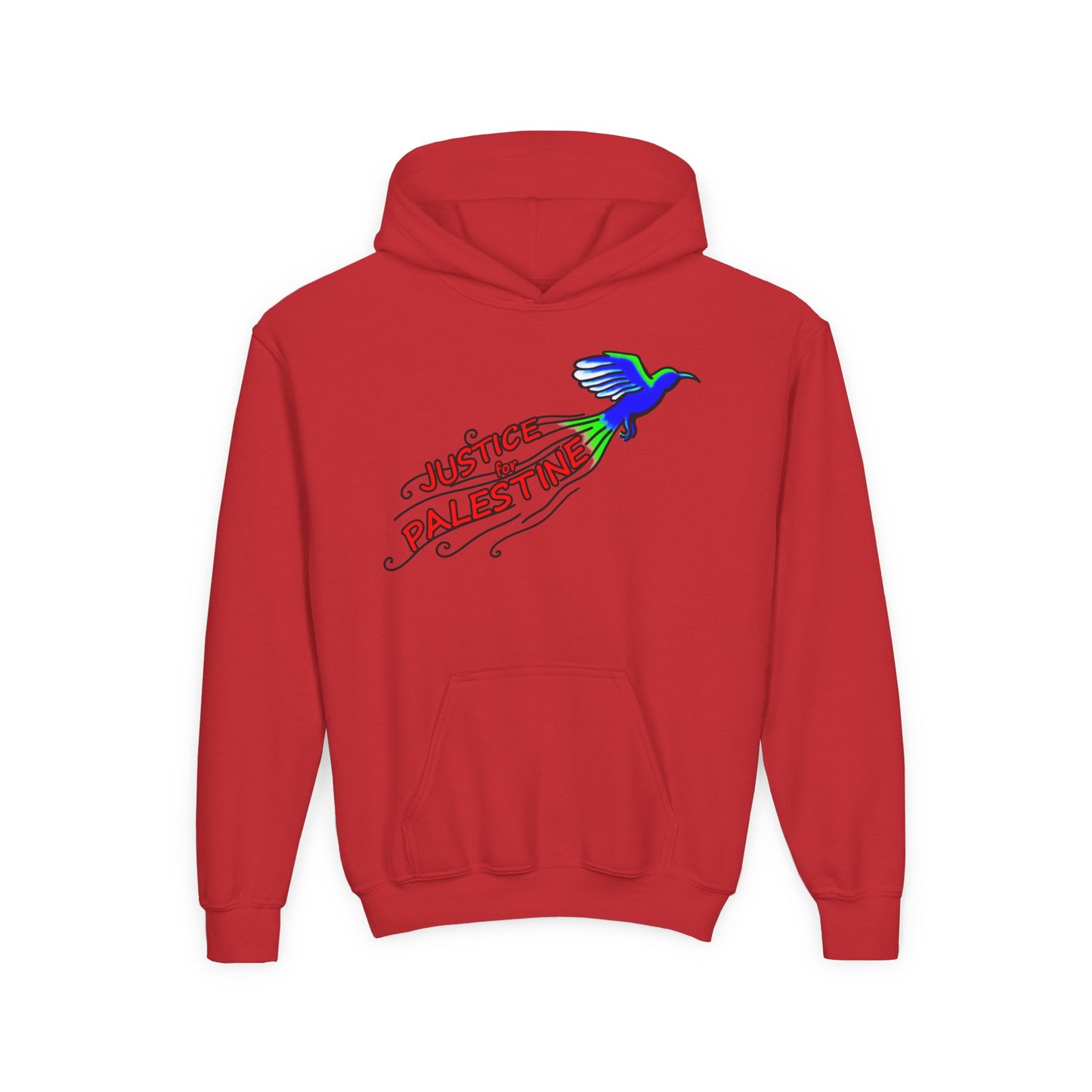 Youth Heavy Blend Hooded Sweatshirt - Justice for Palestine