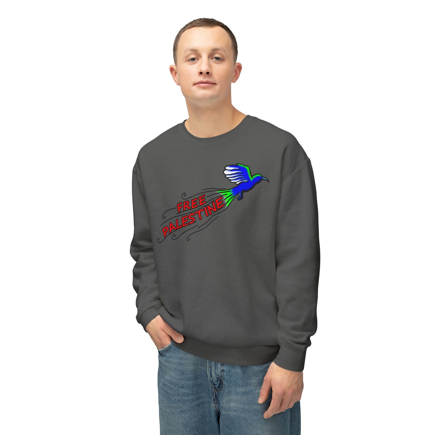 Unisex Lightweight Crewneck Sweatshirt - Free Palestine