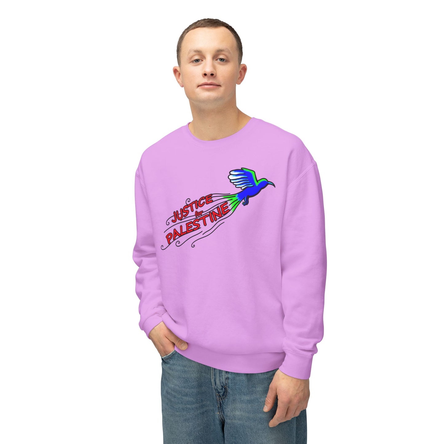 Unisex Lightweight Crewneck Sweatshirt - Justice for Palestine