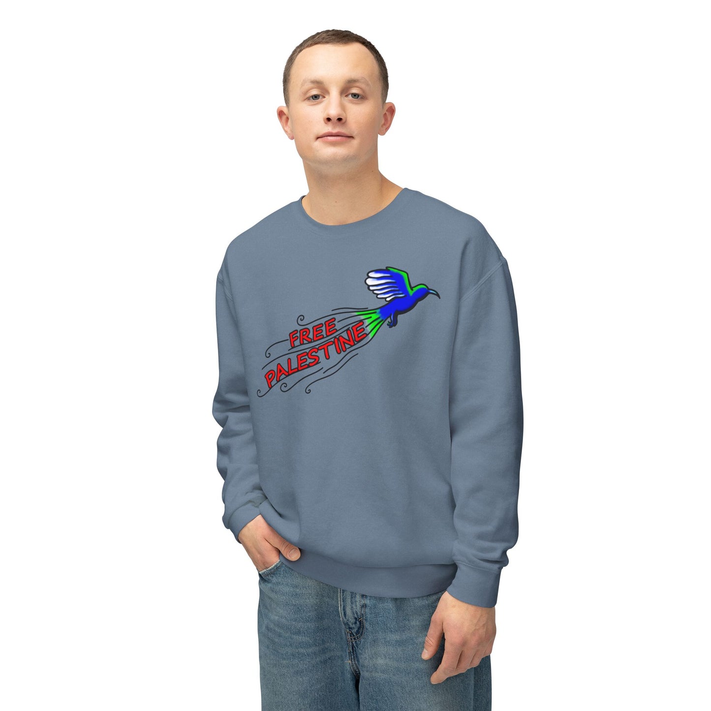 Unisex Lightweight Crewneck Sweatshirt - Free Palestine