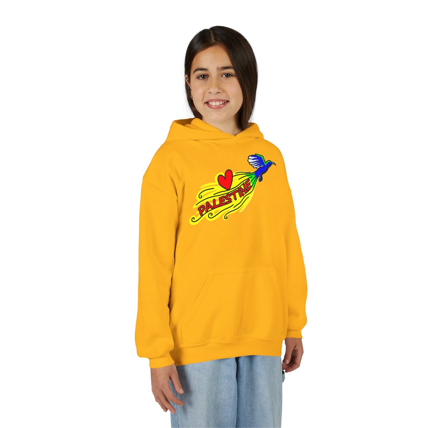 Youth Heavy Blend Hooded Sweatshirt - Love Palestine