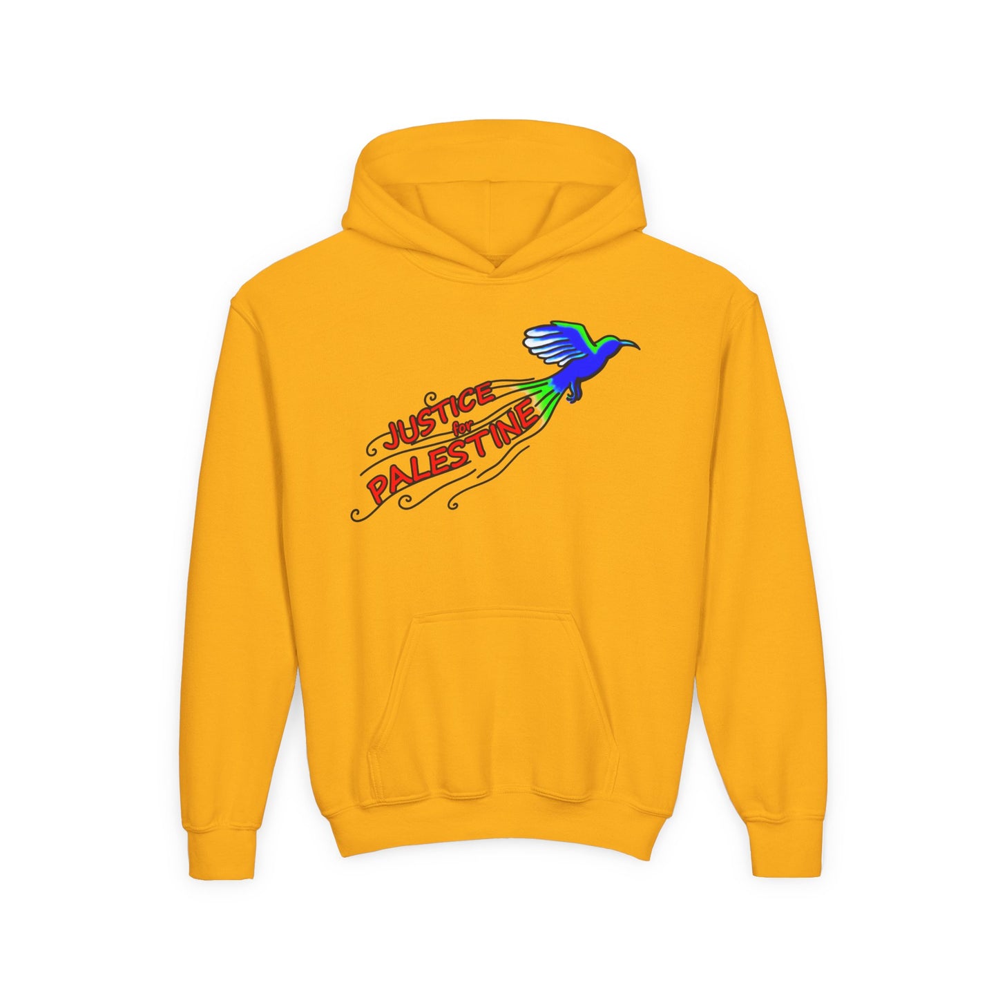 Youth Heavy Blend Hooded Sweatshirt - Justice for Palestine