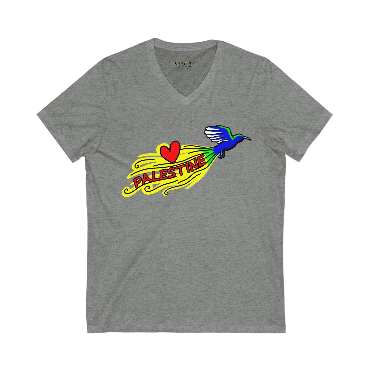 Unisex Jersey Short Sleeve V-Neck Tee - Love Palestine
