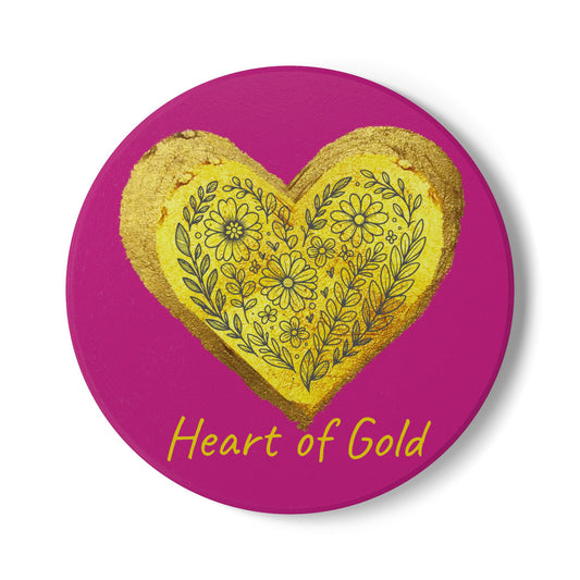Pink Ceramic Coaster - Heart of Gold