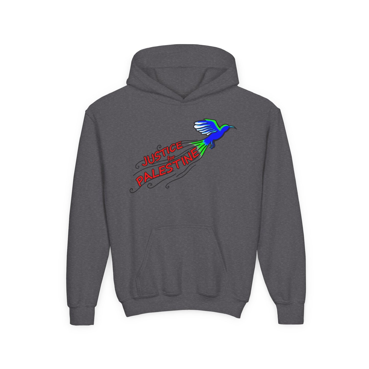 Youth Heavy Blend Hooded Sweatshirt - Justice for Palestine