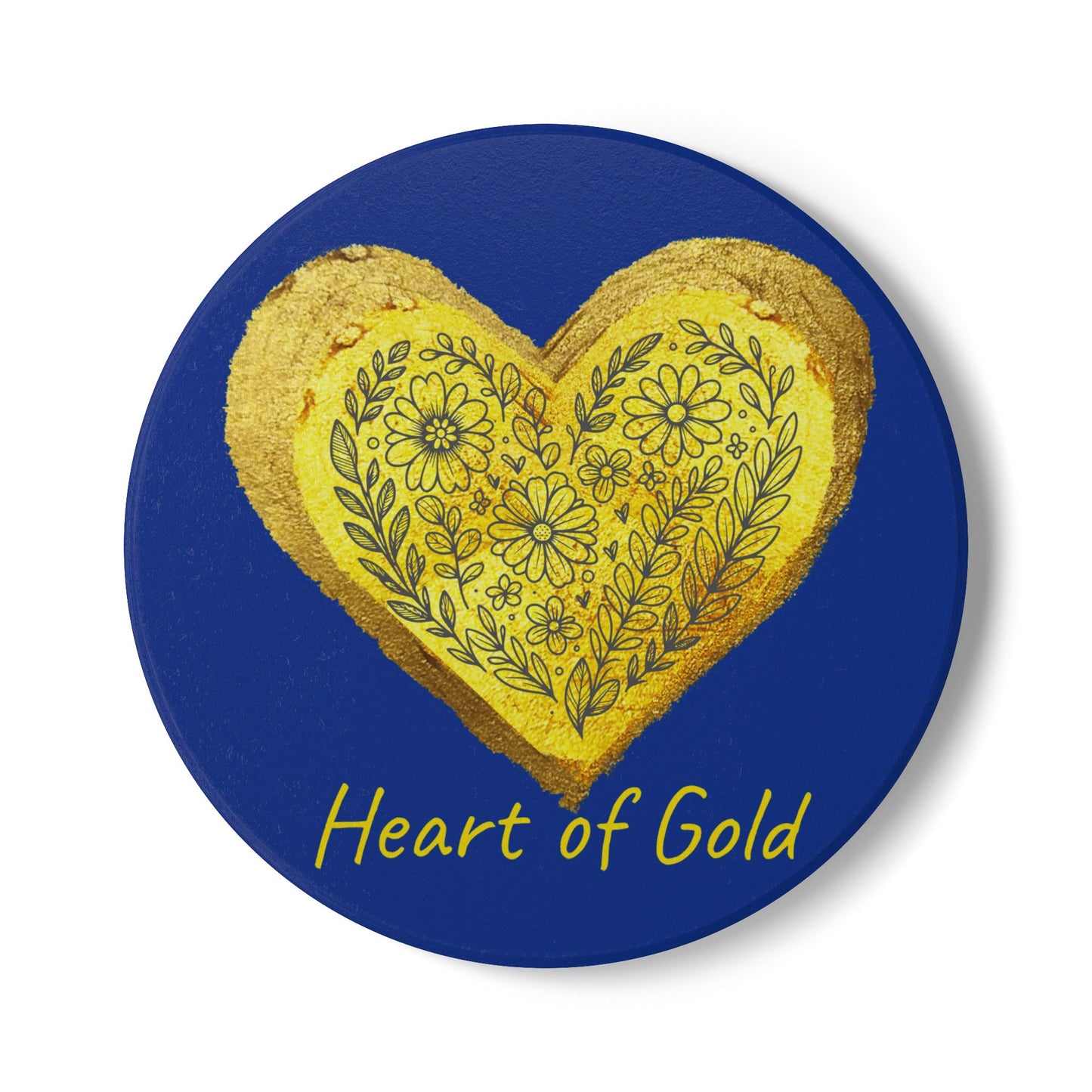 Dark Blue Ceramic Coaster - Heart of Gold