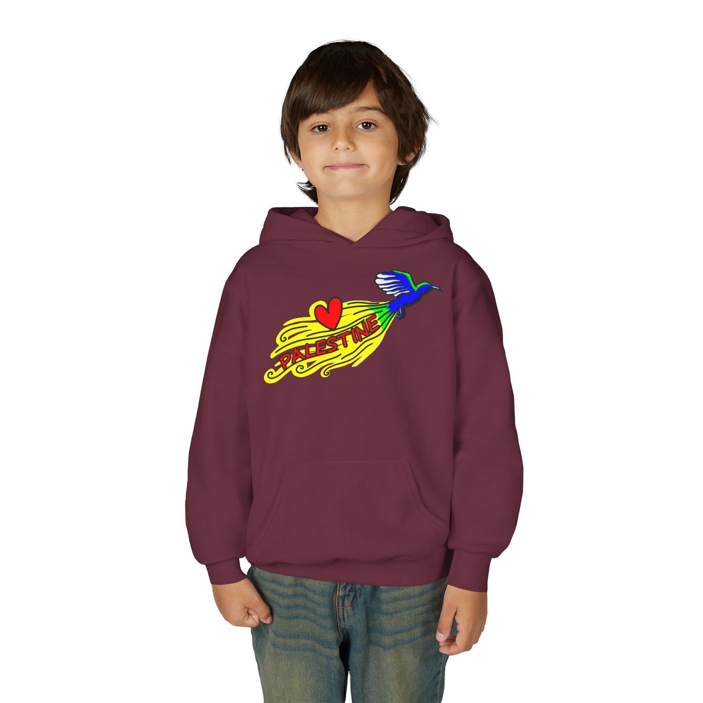 Youth Heavy Blend Hooded Sweatshirt - Love Palestine
