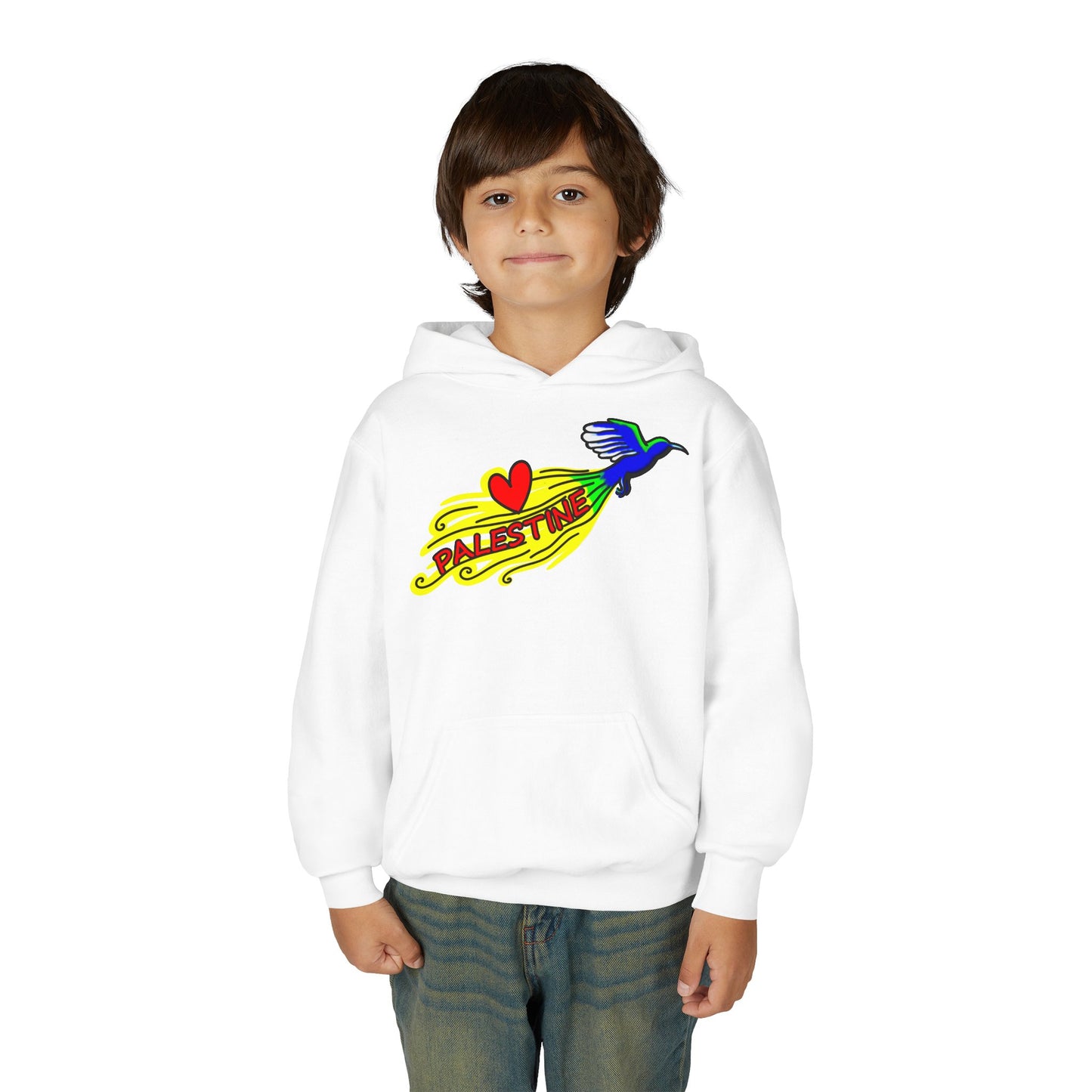 Youth Heavy Blend Hooded Sweatshirt - Love Palestine