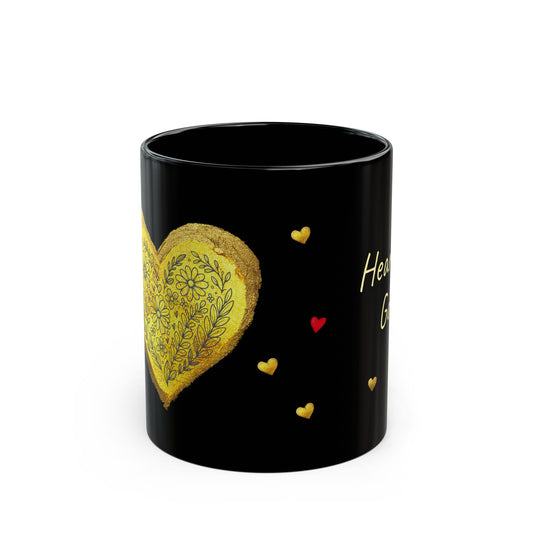 Black Mug  - Heart of Gold (11oz)