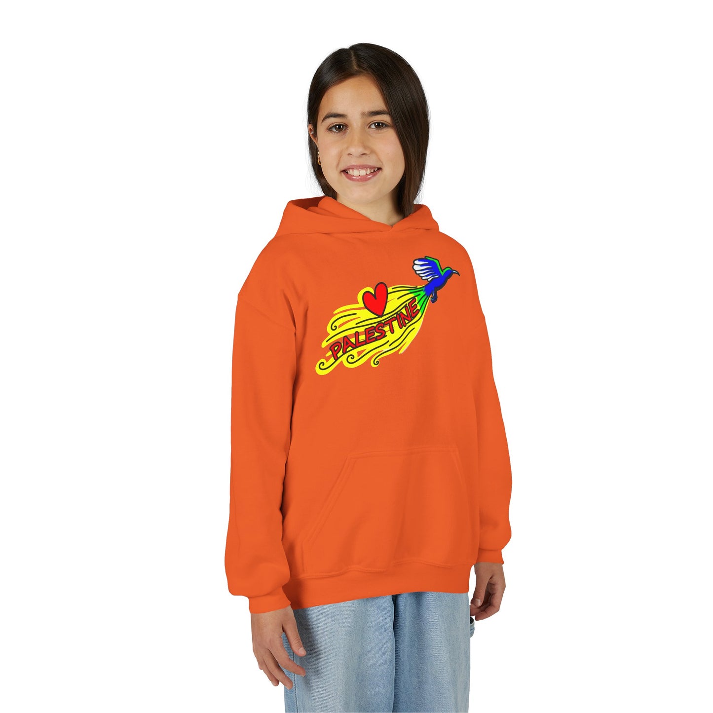 Youth Heavy Blend Hooded Sweatshirt - Love Palestine