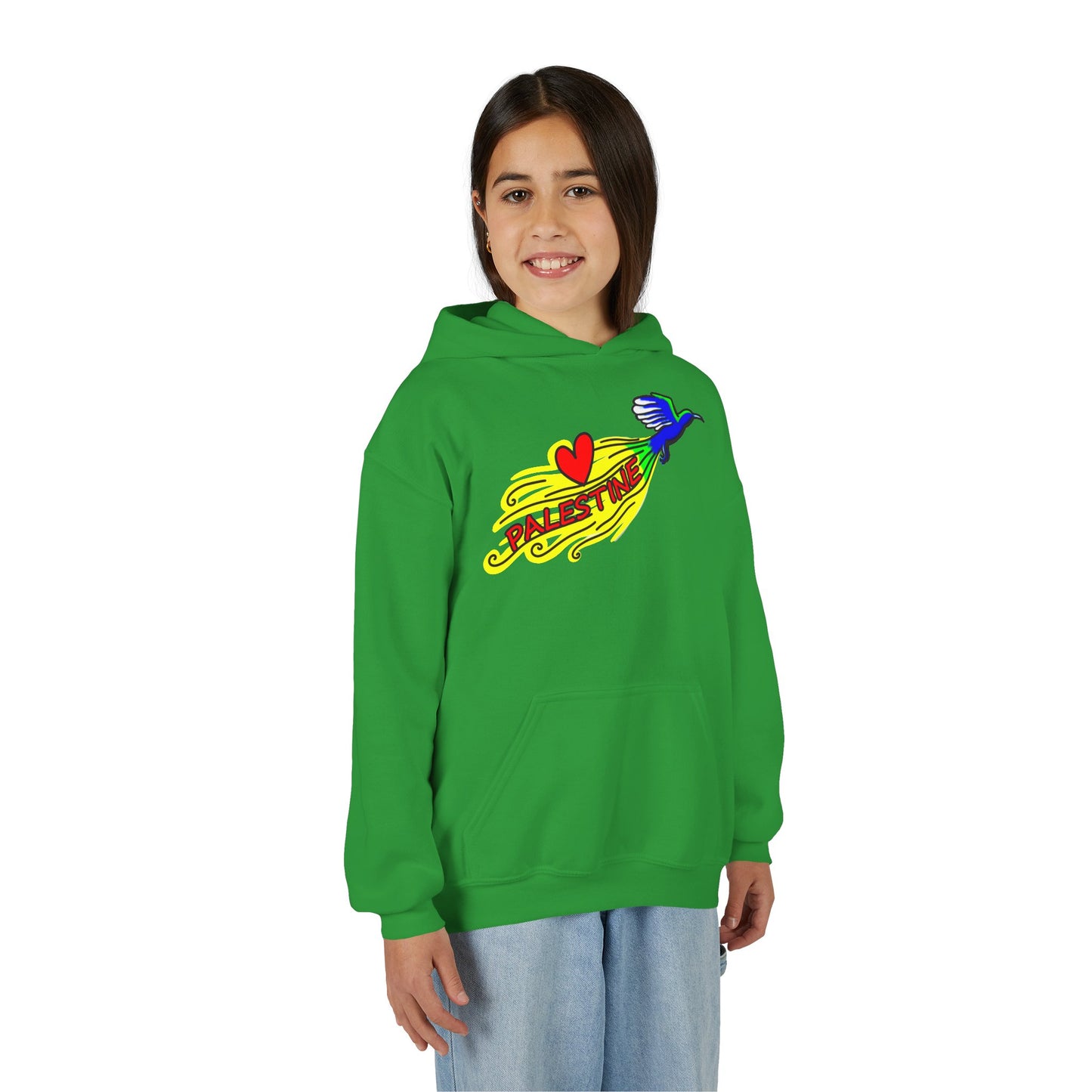 Youth Heavy Blend Hooded Sweatshirt - Love Palestine