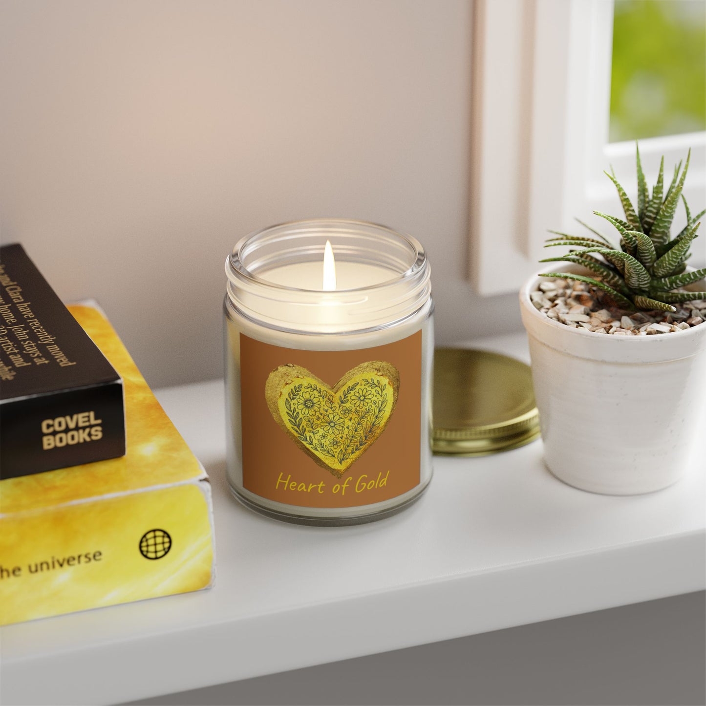 Scented Candle, Coconut Apricot Wax (9oz) - Brown
