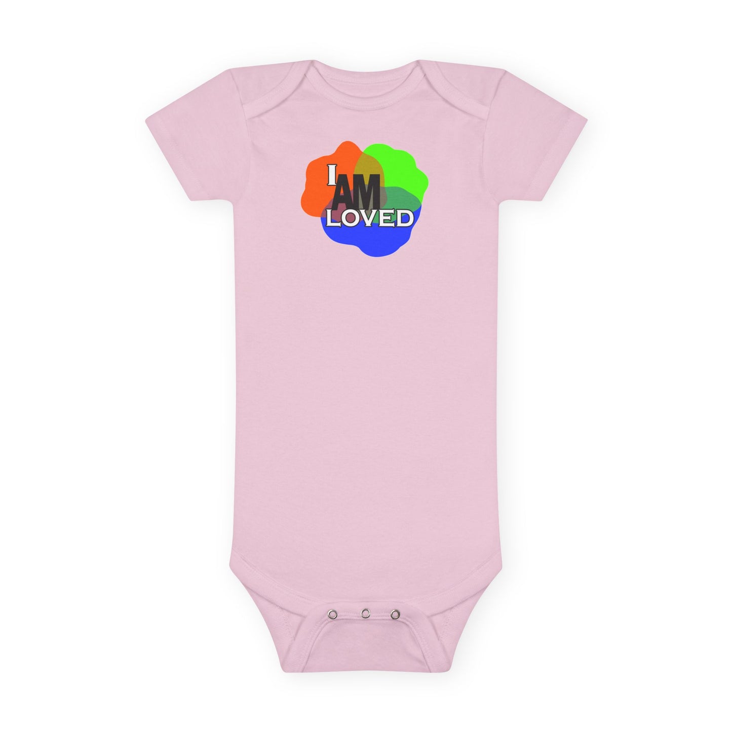 Baby Short Sleeve Onesie® - I Am Loved (Multicolor with green)