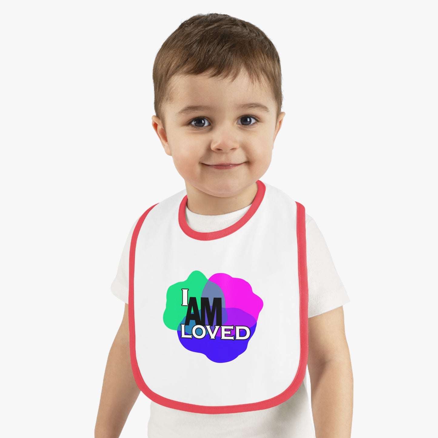 Baby Contrast Trim Jersey Bib - I am Loved 1