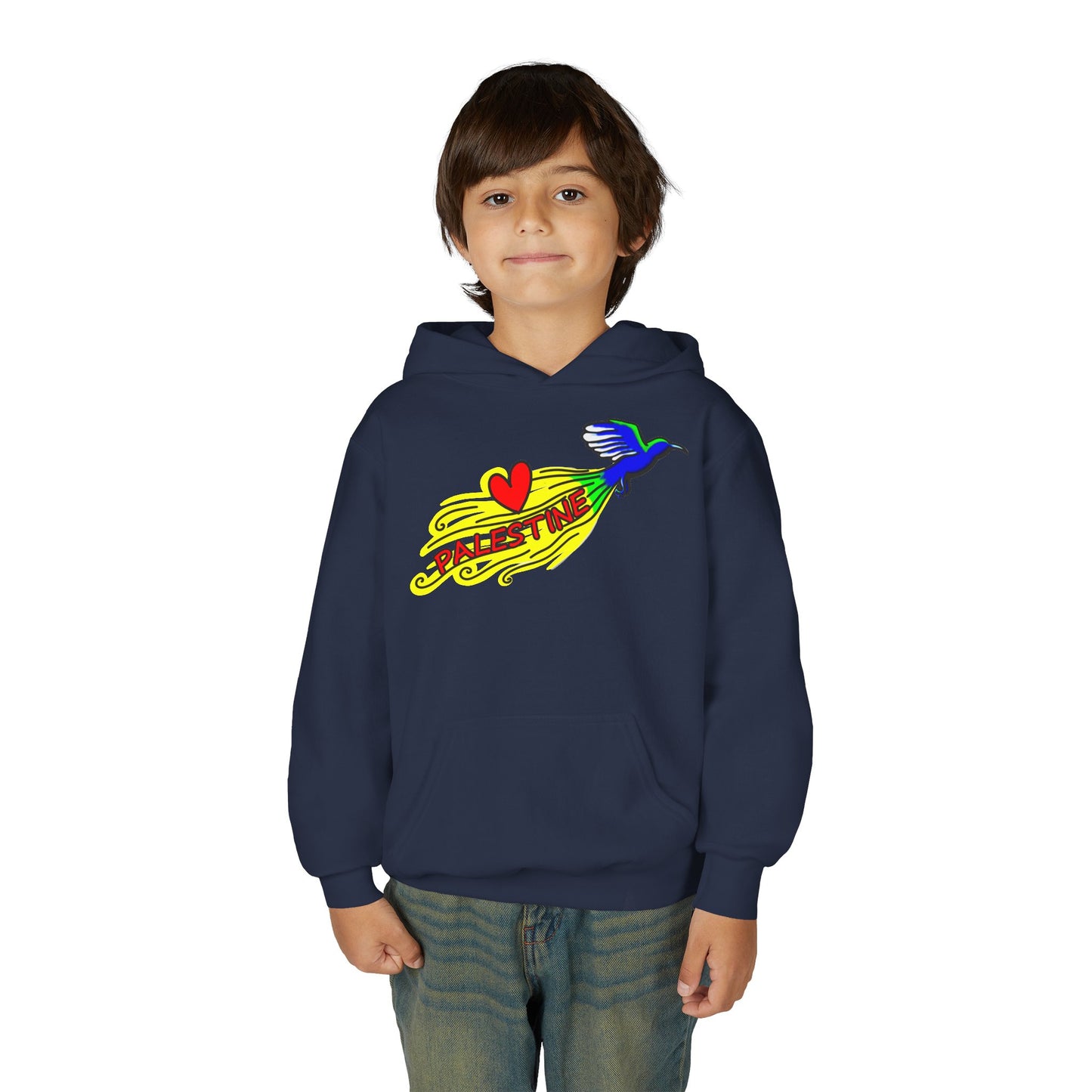 Youth Heavy Blend Hooded Sweatshirt - Love Palestine