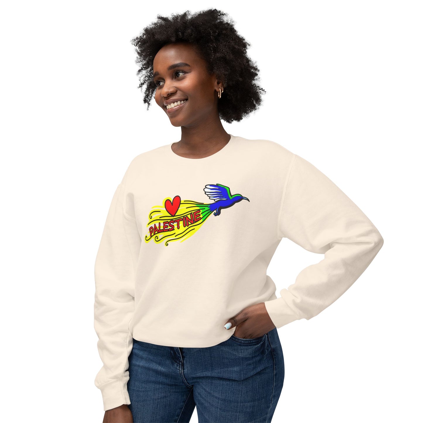 Unisex Lightweight Crewneck Sweatshirt - Love Palestine