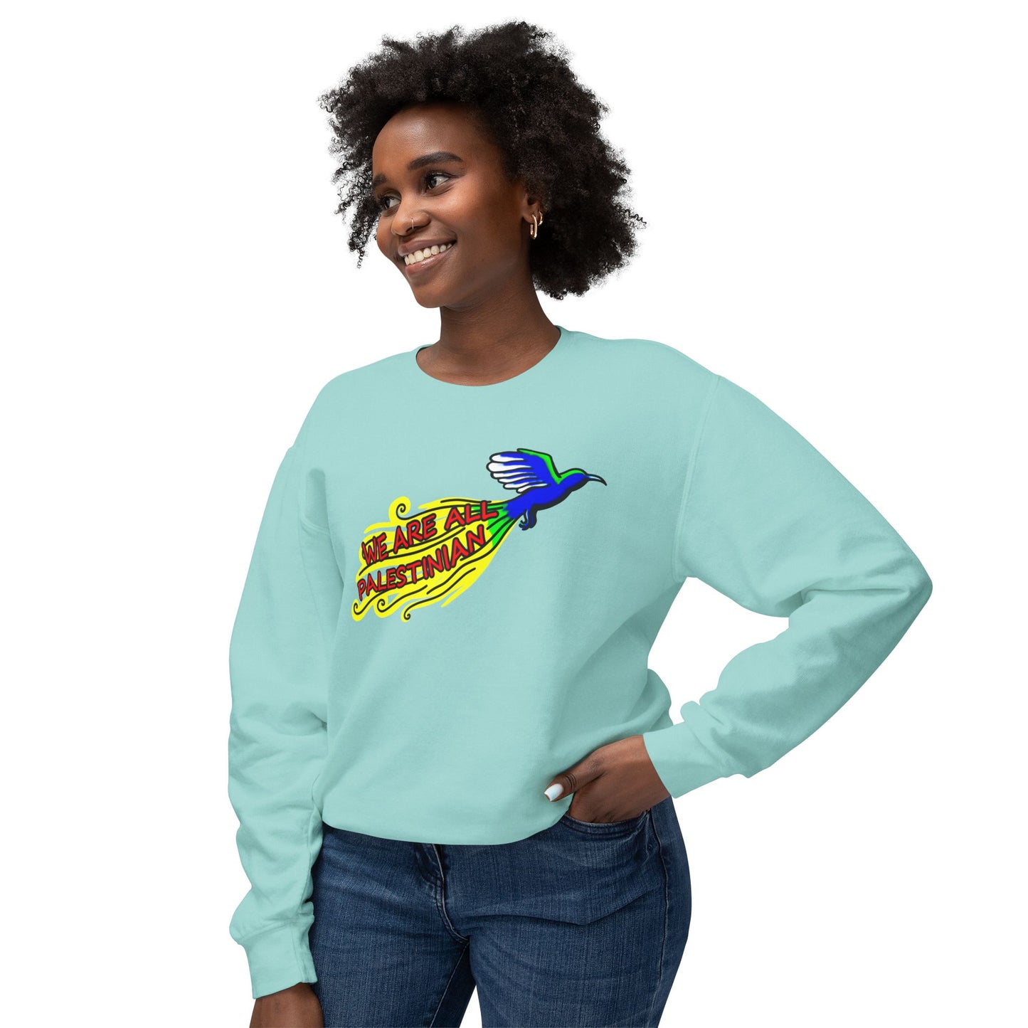 Unisex Lightweight Crewneck Sweatshirt - We are all Palestinian