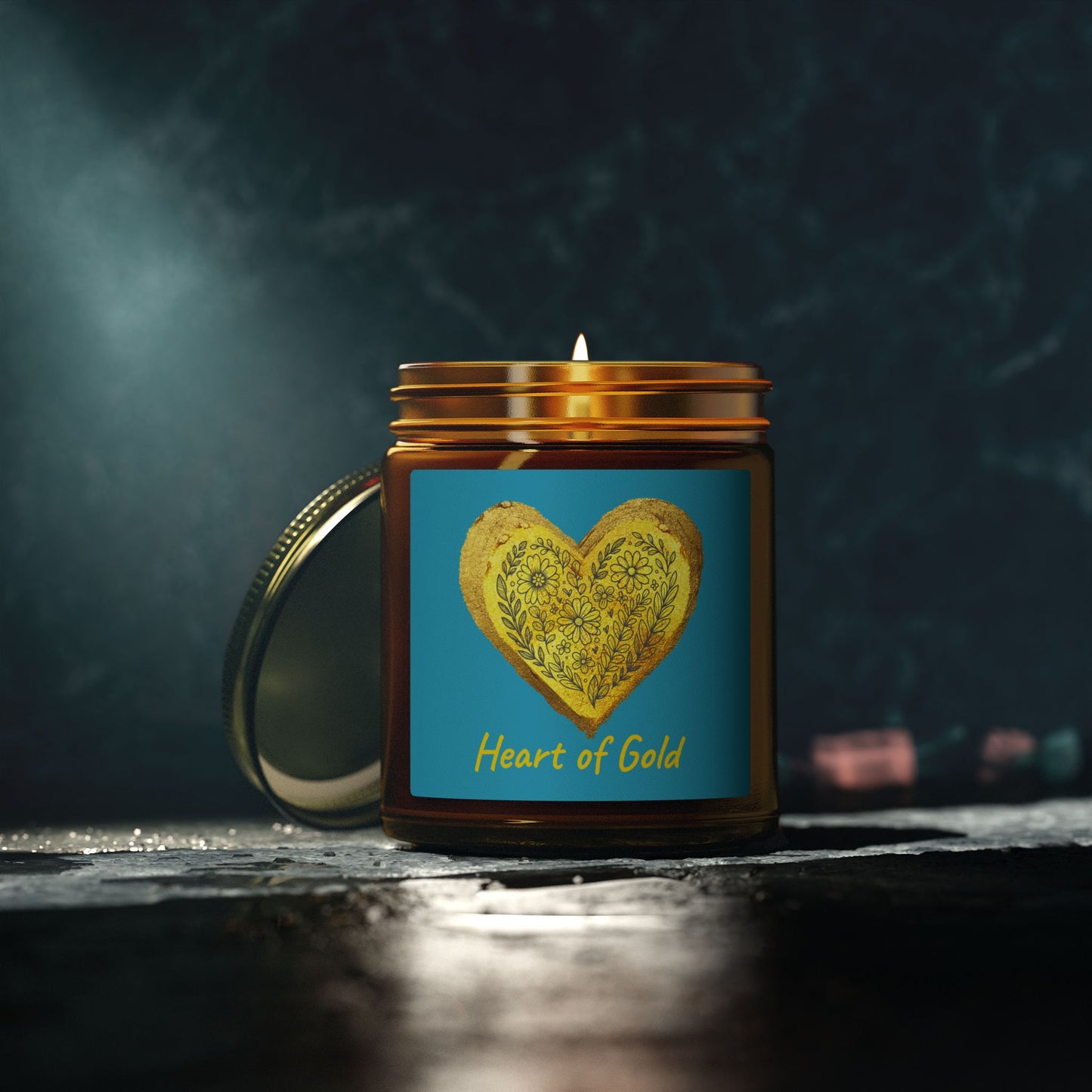 Scented Candle, Coconut Apricot Wax (9oz) - Turquoise