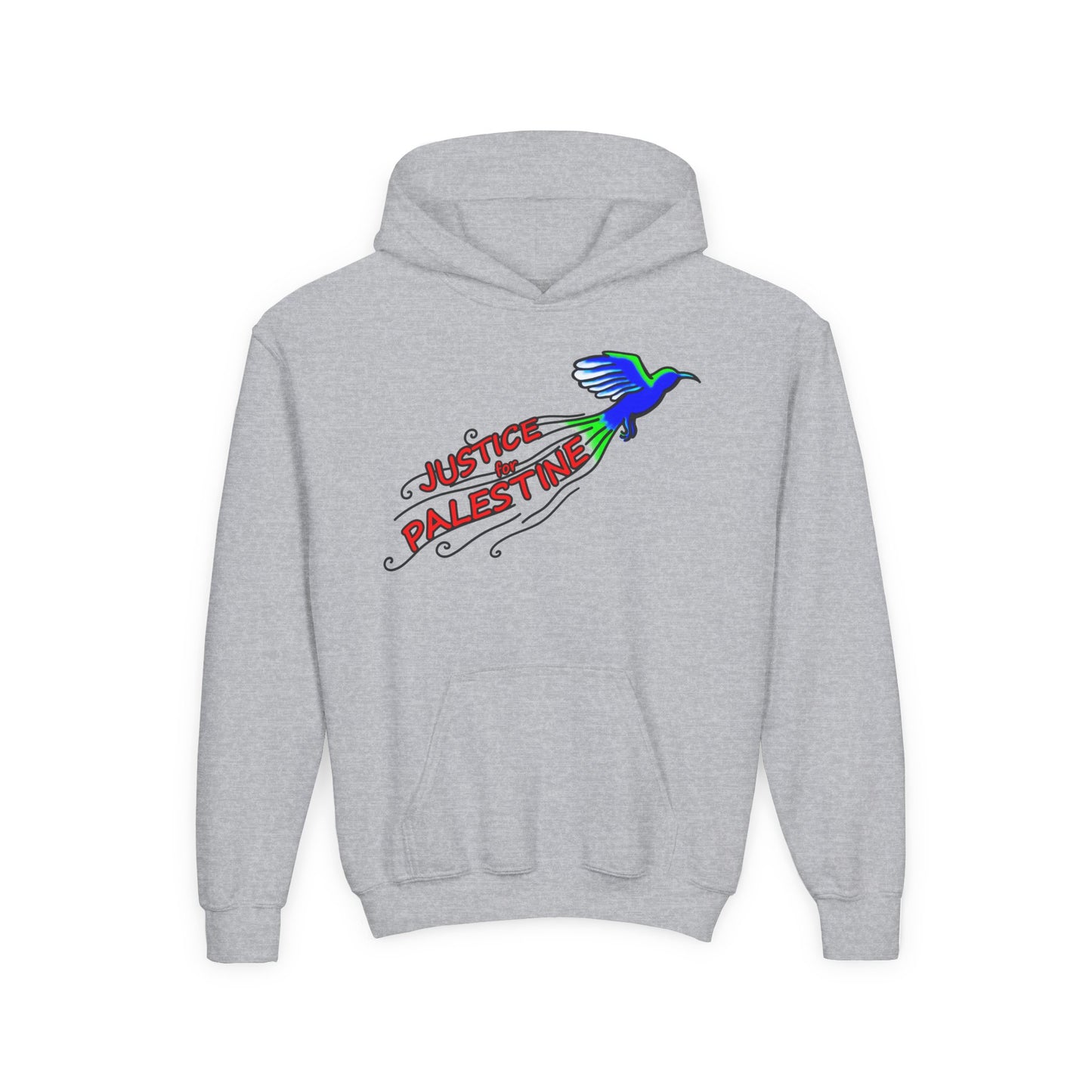 Youth Heavy Blend Hooded Sweatshirt - Justice for Palestine