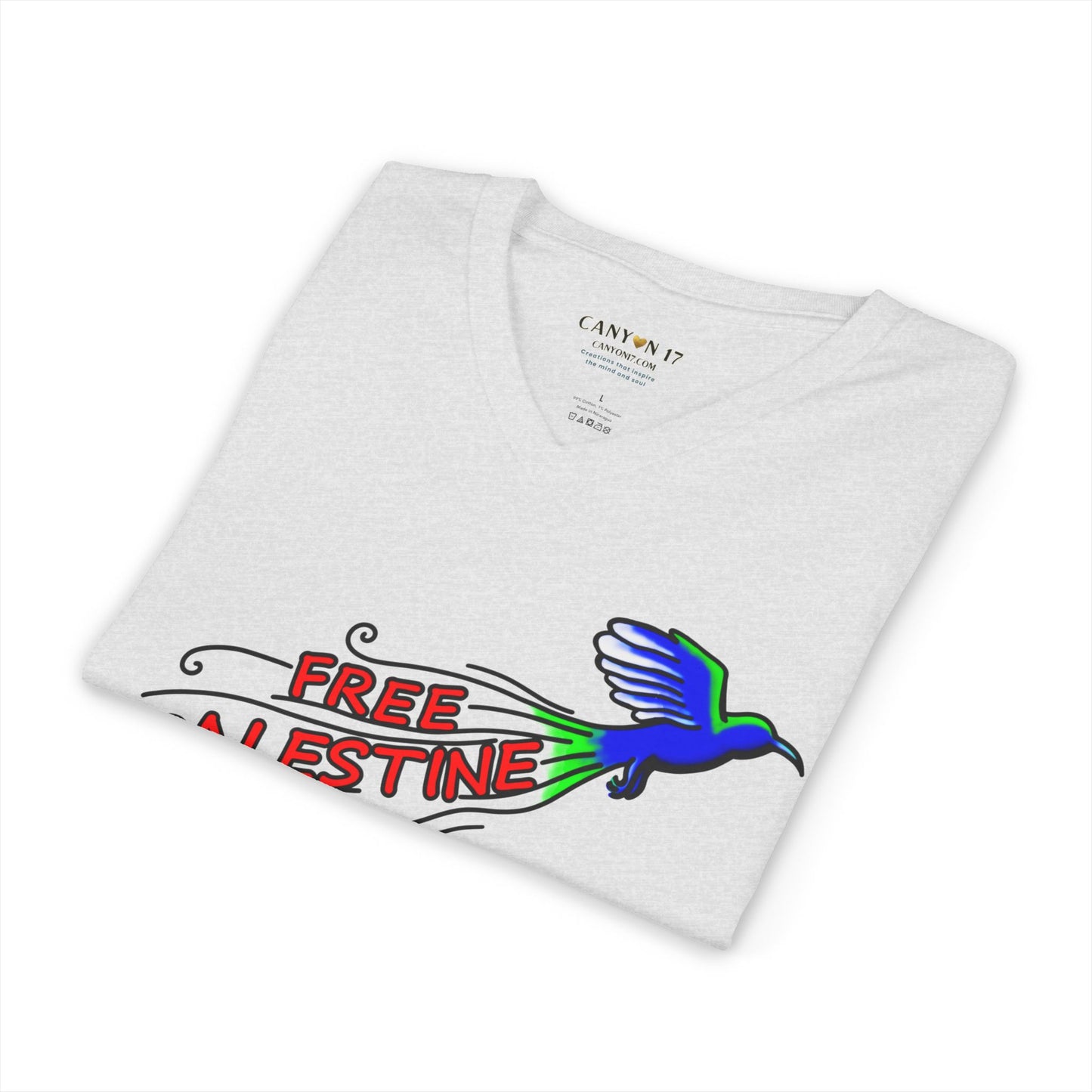 Unisex Jersey Short Sleeve V-Neck Tee - Free Palestine