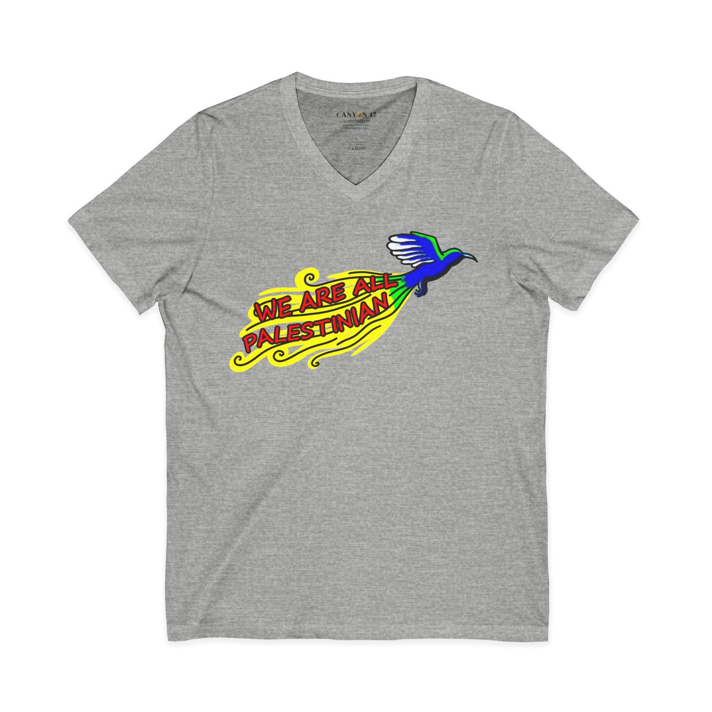 Unisex Jersey Short Sleeve V-Neck Tee - We Are All Palestinian