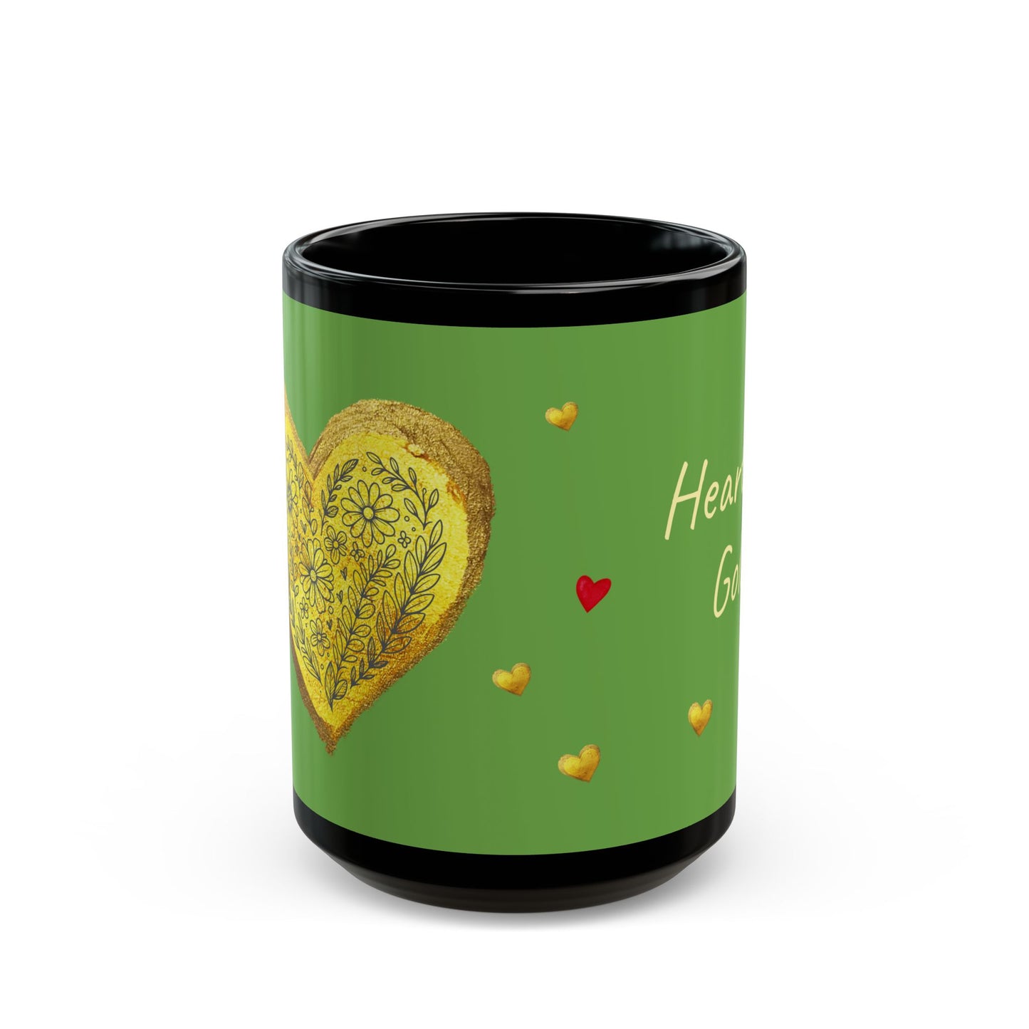 Green on Black Mug  - Heart of Gold (15oz)