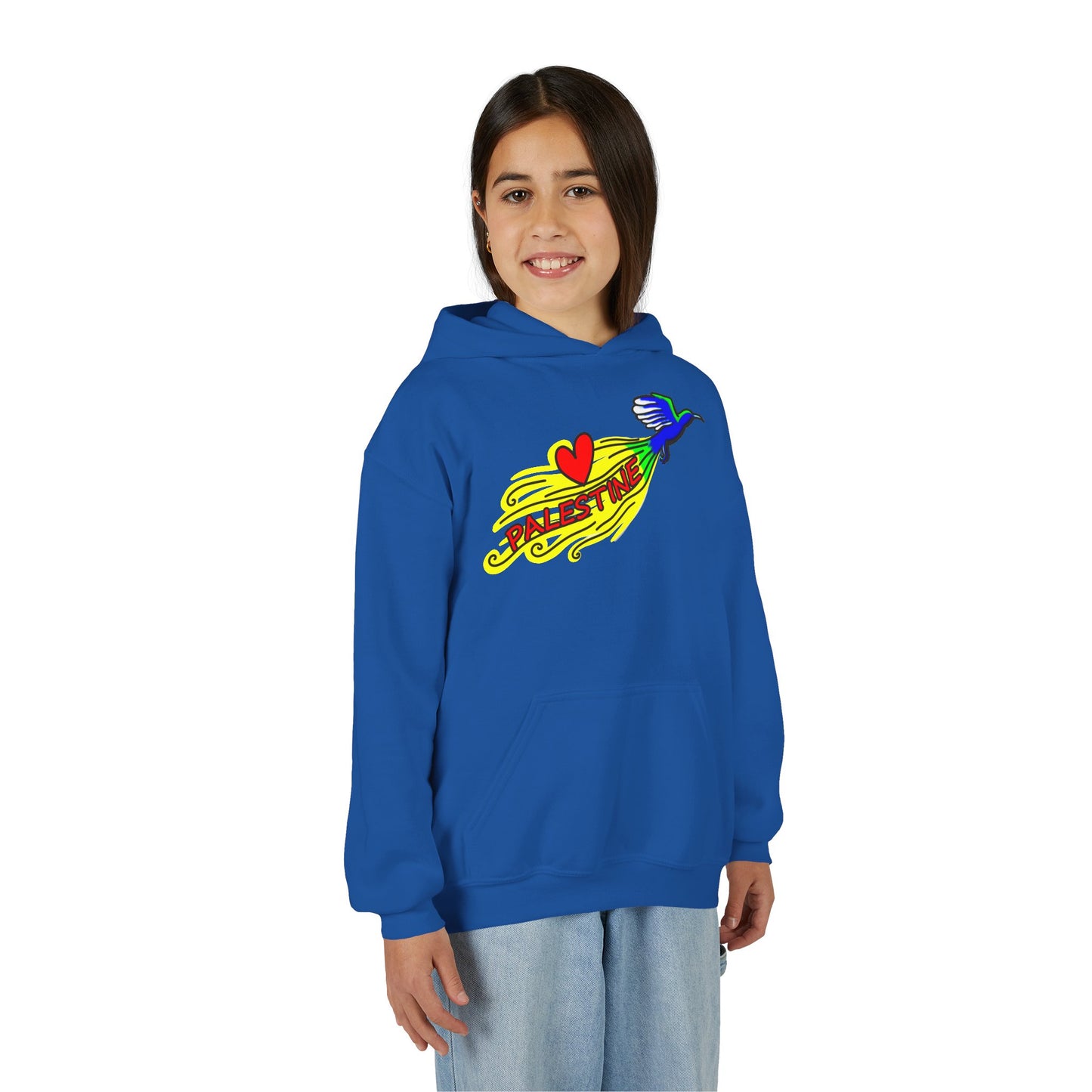 Youth Heavy Blend Hooded Sweatshirt - Love Palestine