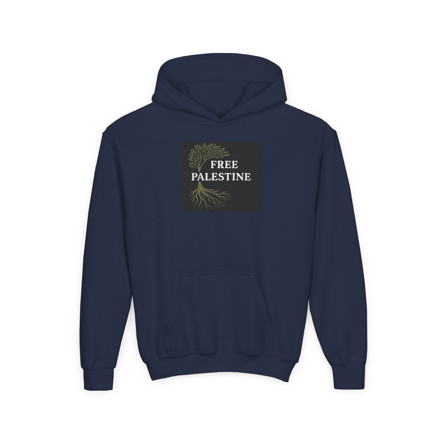 Youth Heavy Blend Hooded Sweatshirt - Free Palestine (Olive Tree Roots Edition)