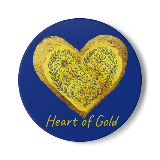 Dark Blue Ceramic Coaster - Heart of Gold