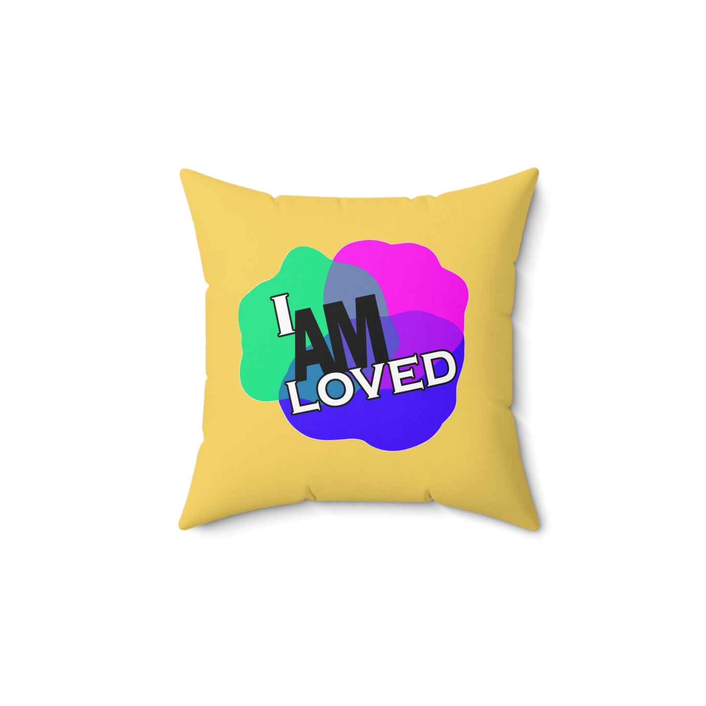 Spun Polyester Square Pillow - I Am Loved (Gold)
